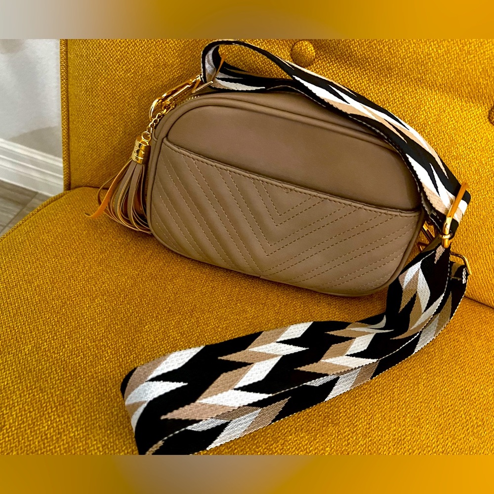 Vegan Leather Quilted Crossbody With Stylish Wide Sho… Gem